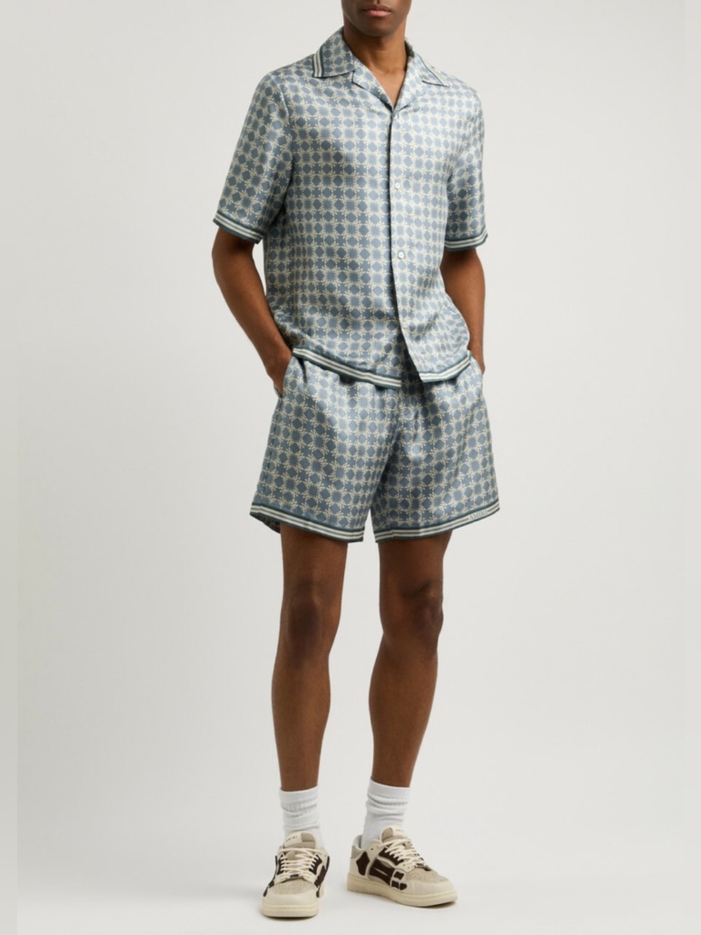 AMIRI Blue MA Quad Bowling Shirt and Short Set IT 50 / US Large $1999